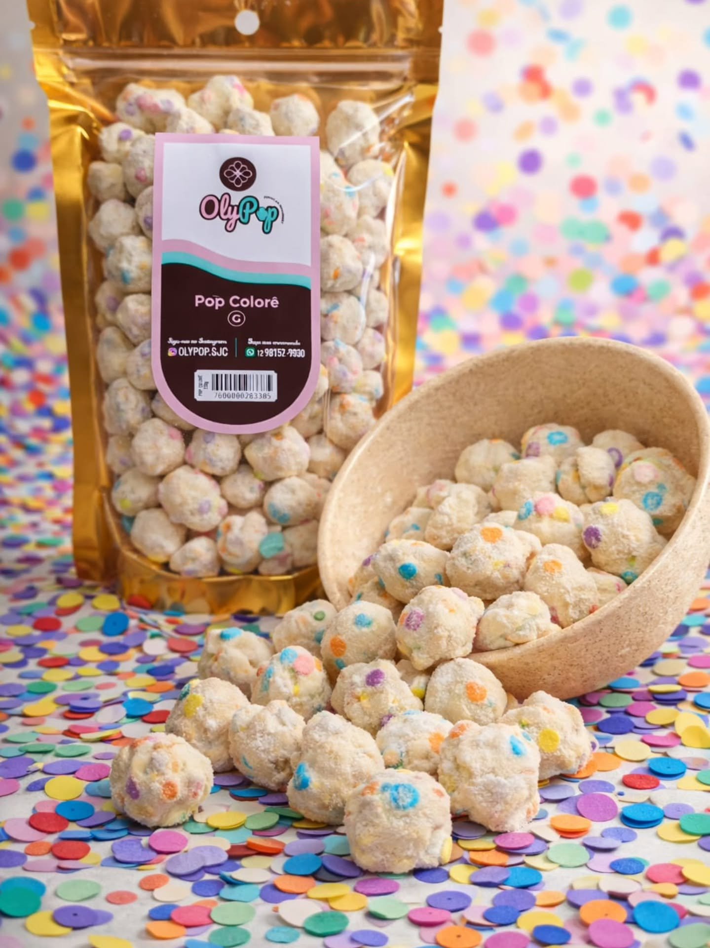 Pacote de pipoca gourmet OLYPOP sabor Pop Colorê