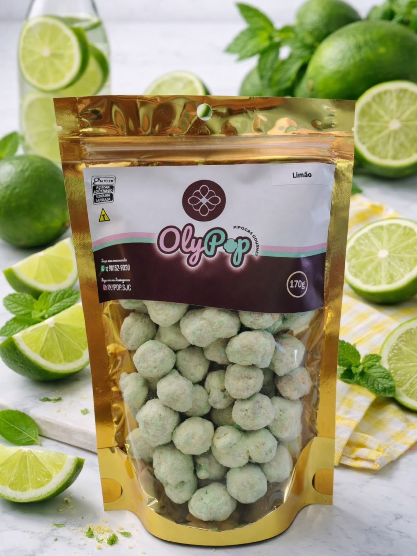 Pacote de pipoca gourmet OLYPOP sabor Limão